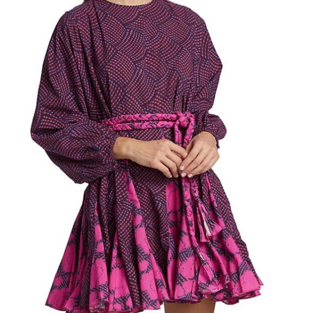 Rhode Belted Mini-Dress - Woven Geo Red